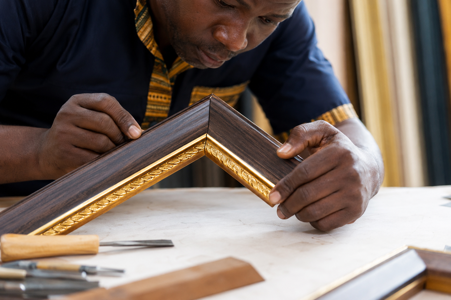 Framer inspecting a finished corner