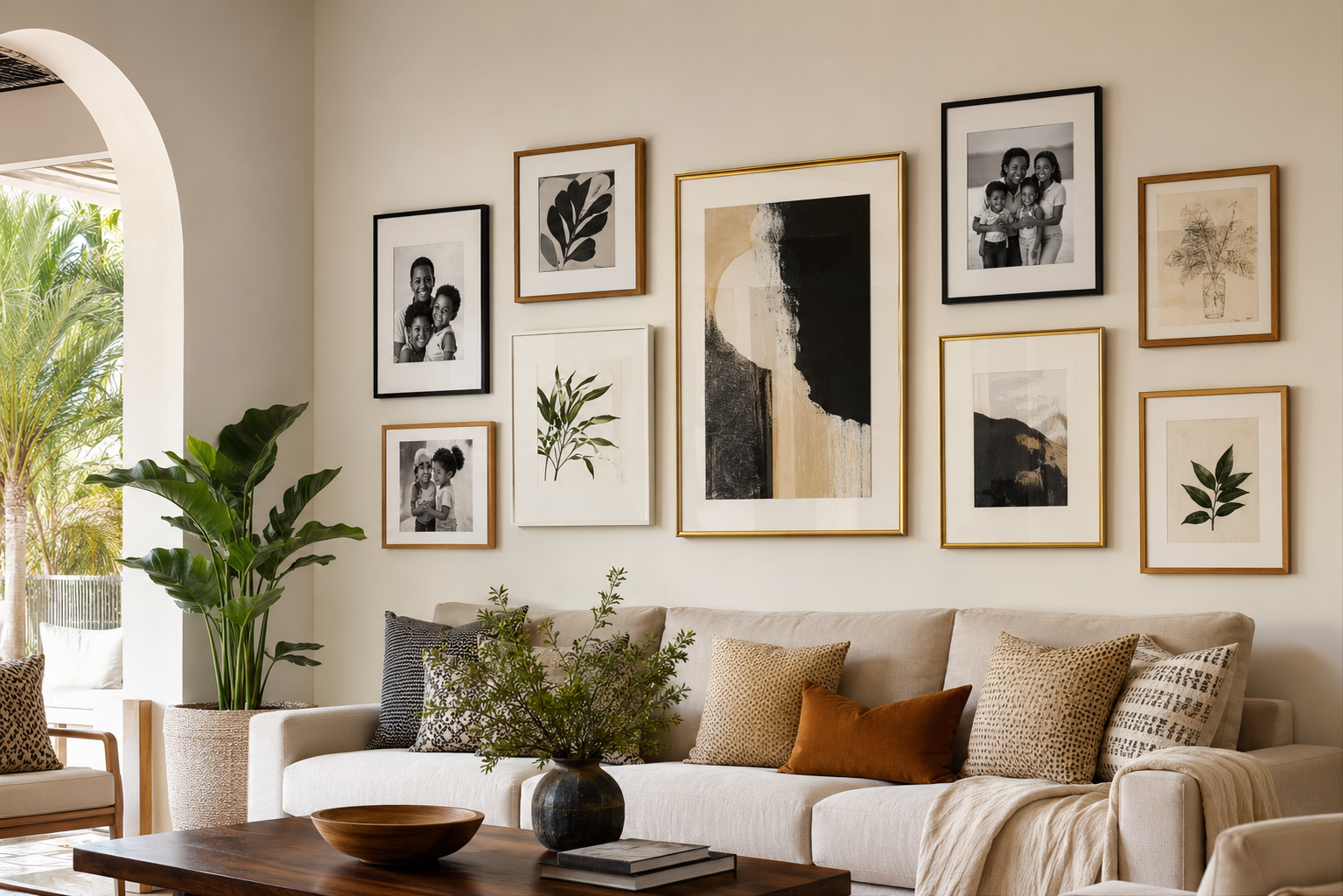 Gallery wall in a bright Accra home